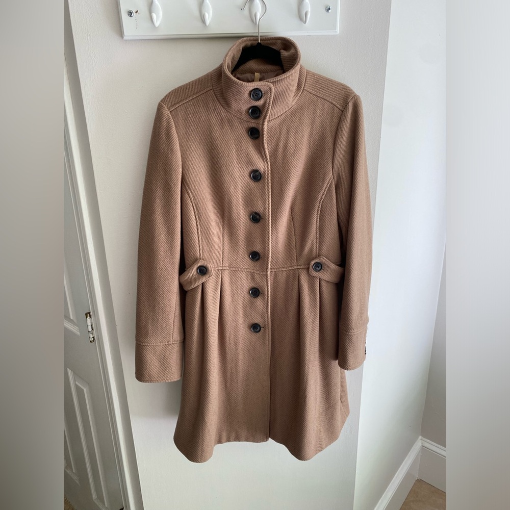 MNG By Mango Tan Wool Button Pea Coat XL